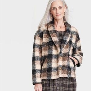 Knox Rose Oversized Fuzzy Shacket Blazer Sweater Size Large